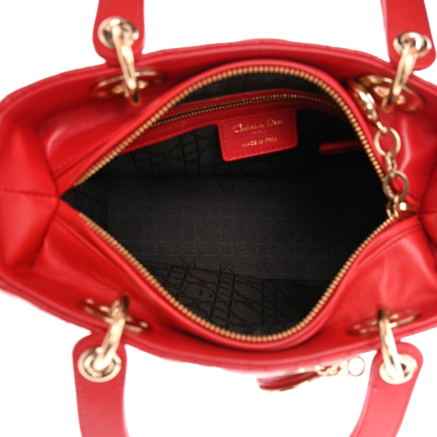 Lambskin Cannage Medium Lady Dior Red