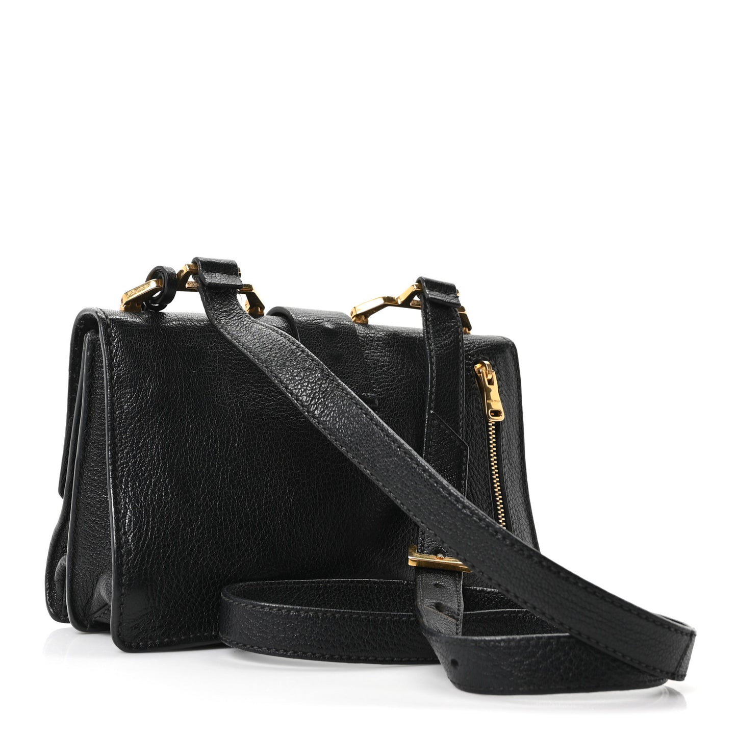 Goatskin Madras Crossbody Bag Black