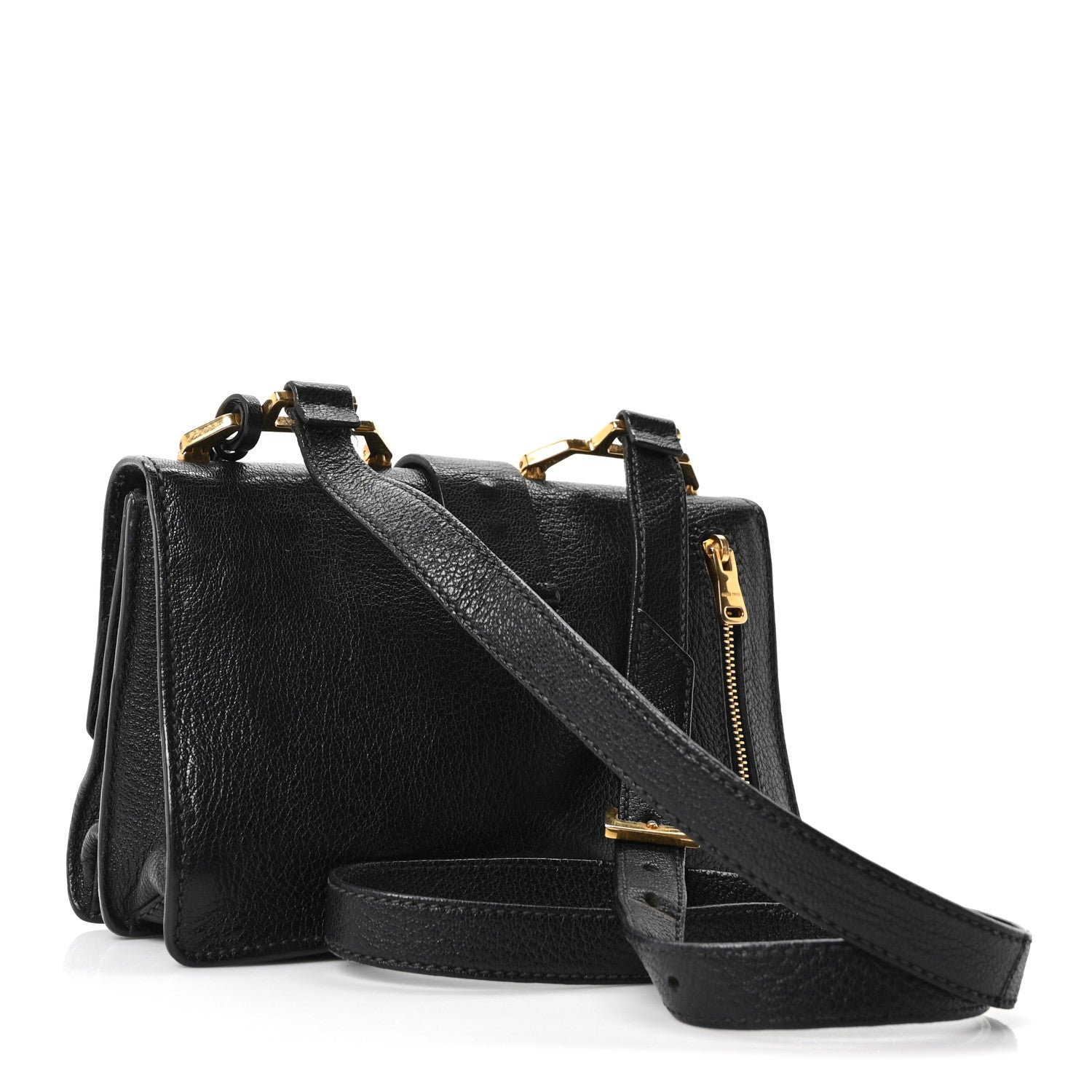 Miu Miu Goatskin Madras Crossbody Bag Black 2 of 9