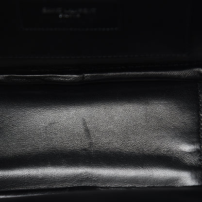 Saint Laurent Calfskin Crocodile Embossed Monogram Lunch Box Bag Black 9 of 10