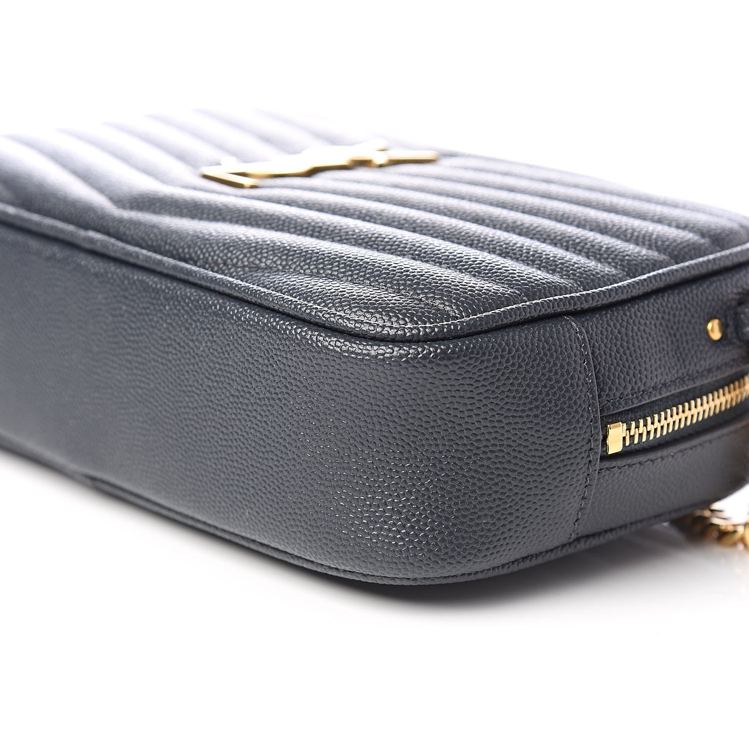Saint Laurent Grain De Poudre Matelasse Monogram Mini Lou Camera Bag Dark Smog 9 of 10