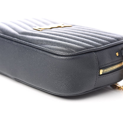 Saint Laurent Grain De Poudre Matelasse Monogram Mini Lou Camera Bag Dark Smog 9 of 10