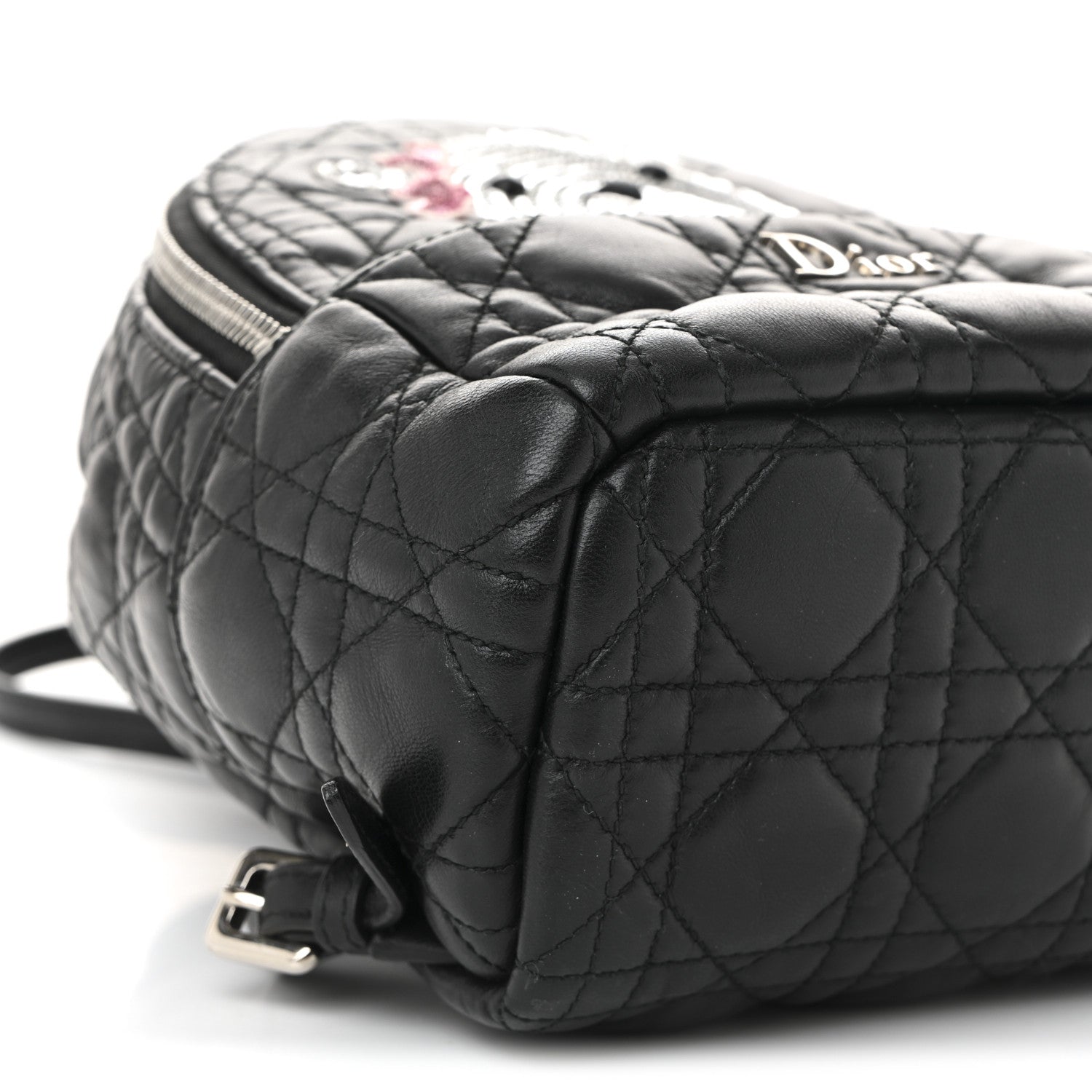 Christian Dior Lambskin Cannage Sequin Bear Mini Backpack Black 9 of 10