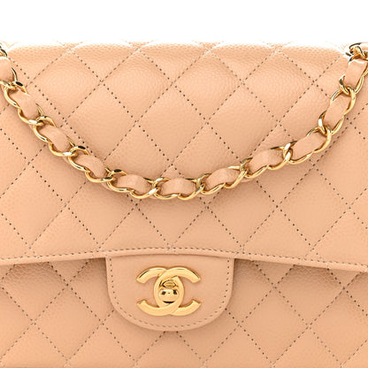 Chanel Caviar Quilted Medium Double Flap Beige 8 of 11