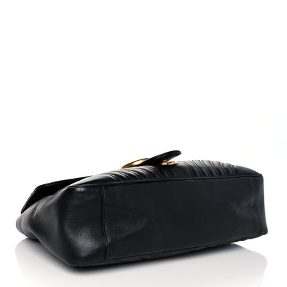 Gucci Calfskin Matelasse Large GG Marmont Shoulder Bag Black 4 of 12