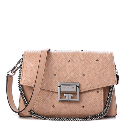 Givenchy Lambskin Embroidered Studded Small GV3 Shoulder Bag Powder 1 of 9