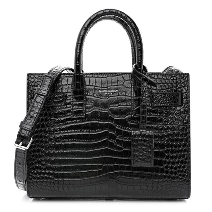 Saint Laurent Calfskin Crocodile Embossed Nano Sac De Jour Black 1 of 13