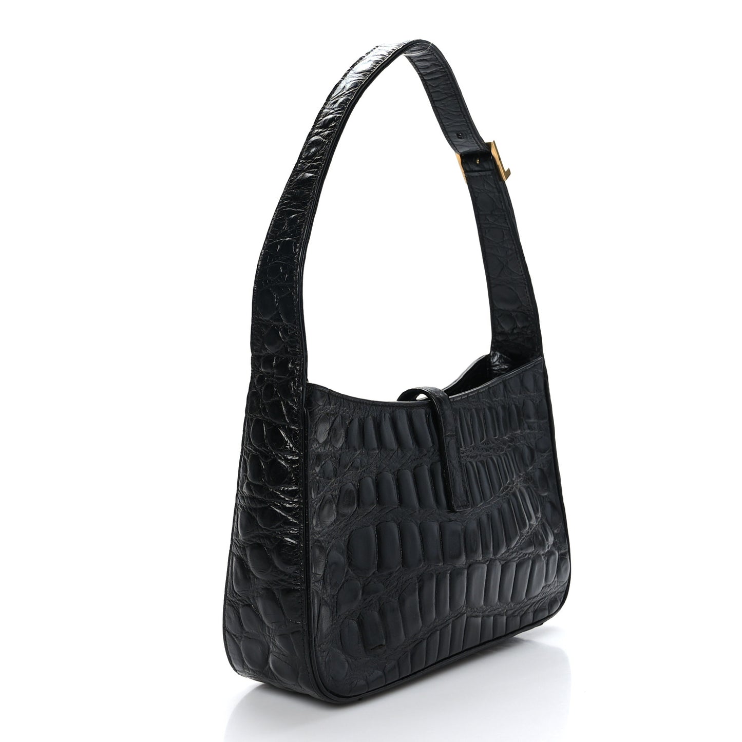Calfskin Crocodile Embossed LE 5 A 7 Hobo Black