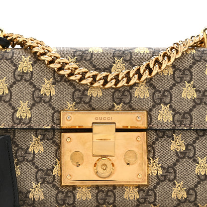 Gucci GG Supreme Monogram Bees Small Padlock Shoulder Bag Black 9 of 11