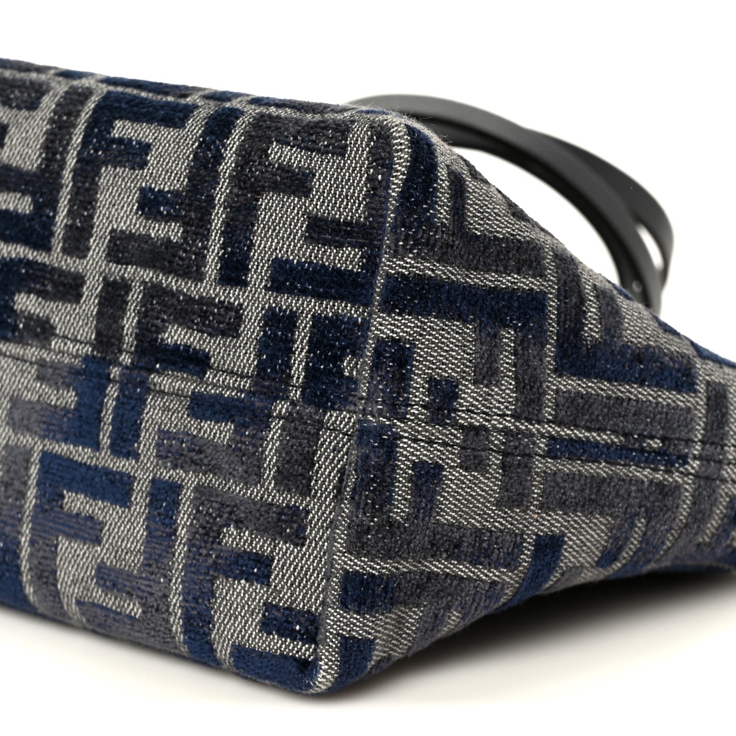 Fendi Chenille Vitello Santa Barbara FF Mini Roll Tote Navy 11 of 11