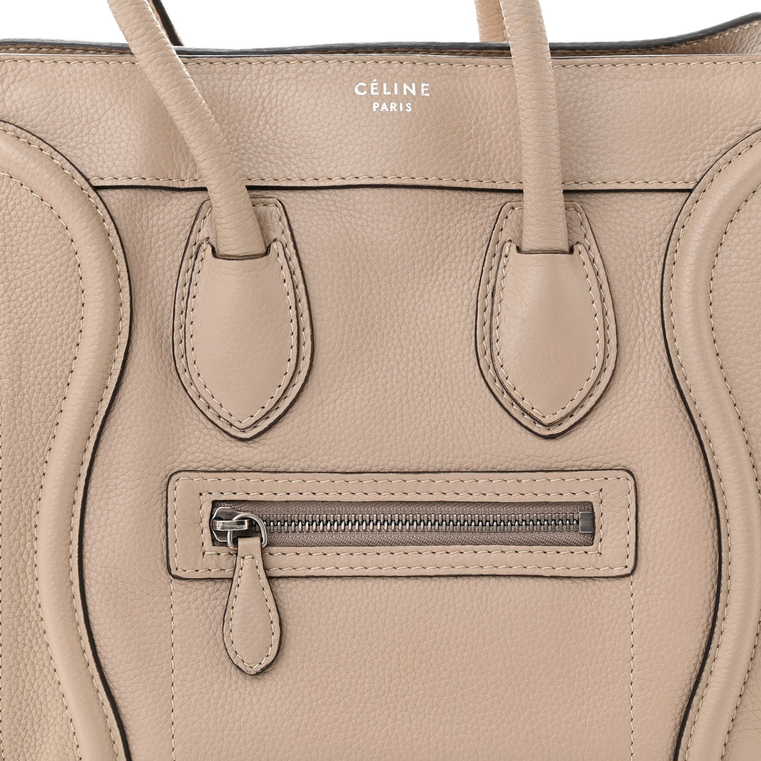 Celine Drummed Calfskin Micro Luggage Dune 8 of 11