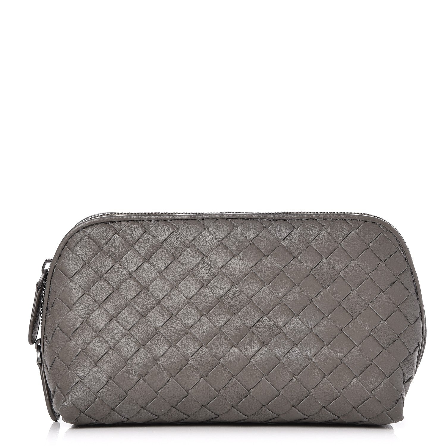 Bottega Veneta Nappa Intrecciato Cosmetic Pouch Light Gray 1 of 7