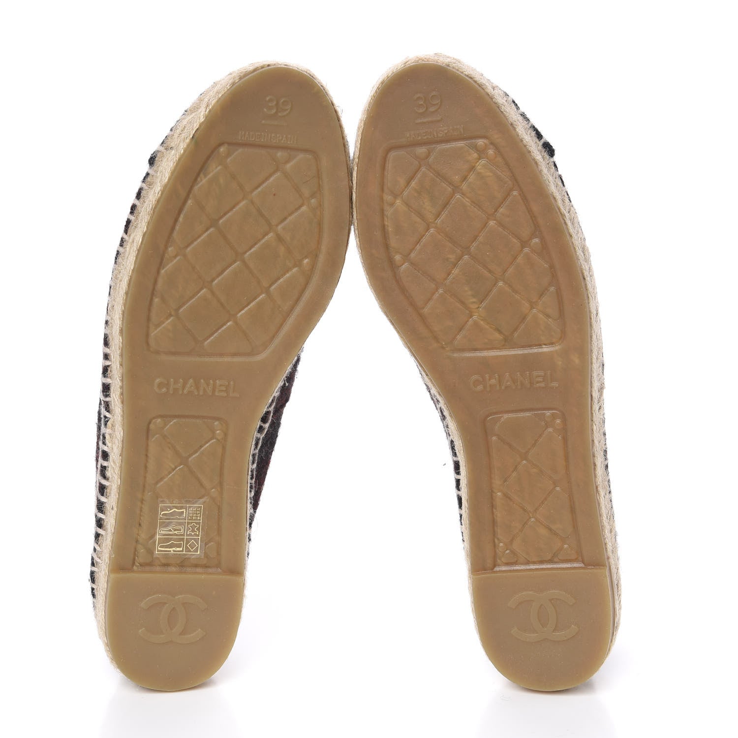 Chanel Plaid Wool CC Espadrilles 39 Navy Dark Red 5 of 13