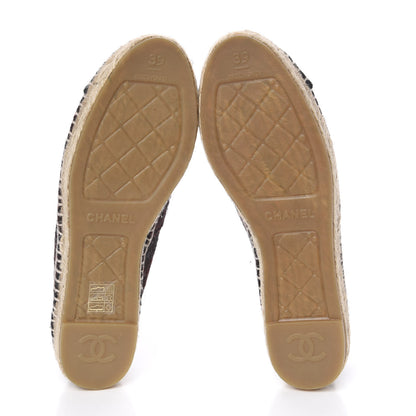 Chanel Plaid Wool CC Espadrilles 39 Navy Dark Red 5 of 13