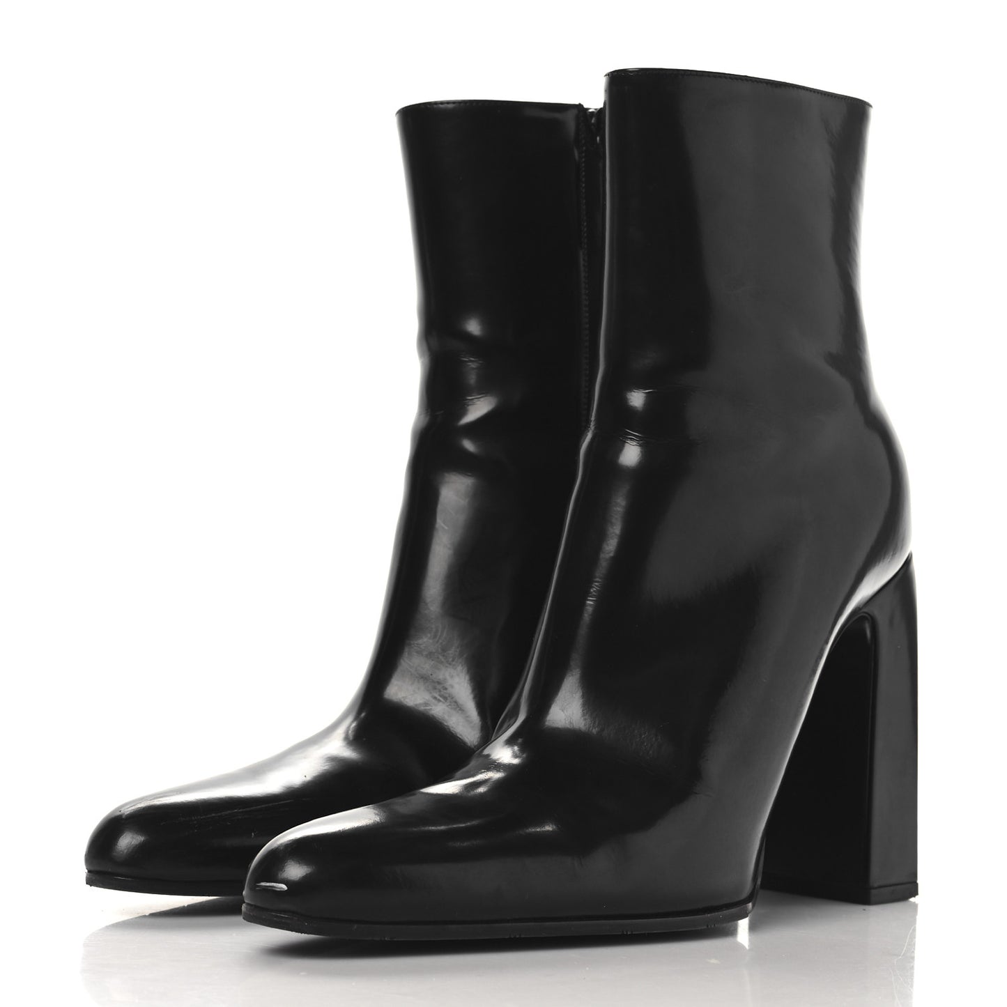Patinated Calfskin Round Toe 110 Booties 38 Black