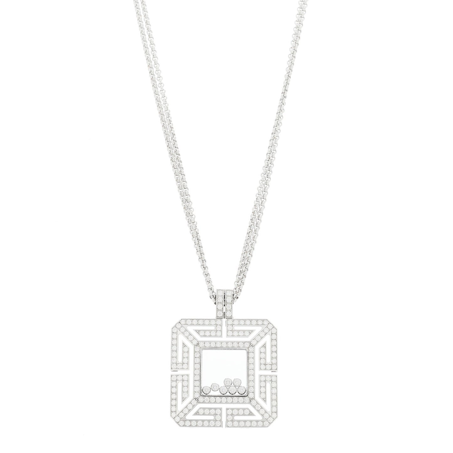 18K White Gold Diamond Happy Spirit Pendant Necklace
