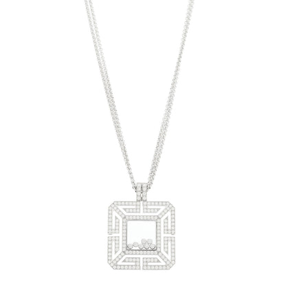 Chopard 18K White Gold Diamond Happy Spirit Pendant Necklace 1 of 5