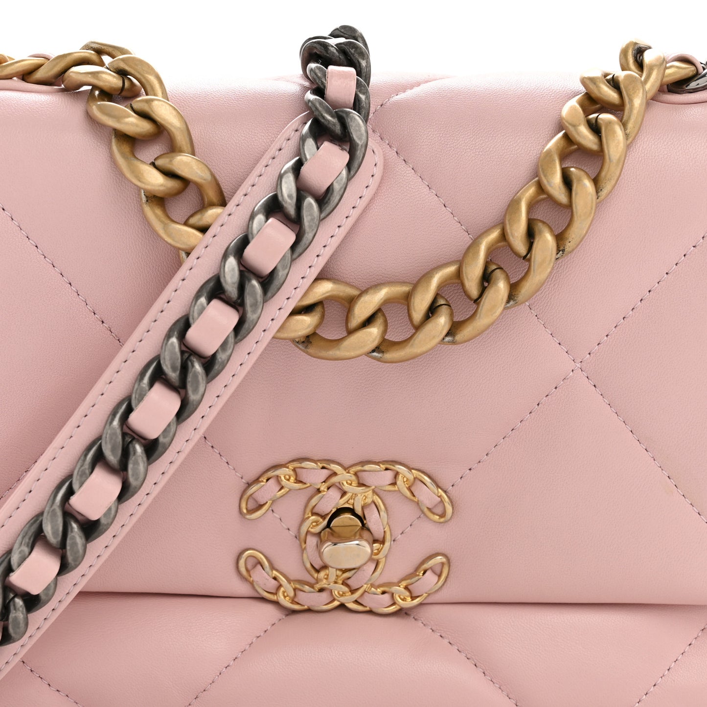 Lambskin Quilted Medium Chanel 19 Flap Light Pink