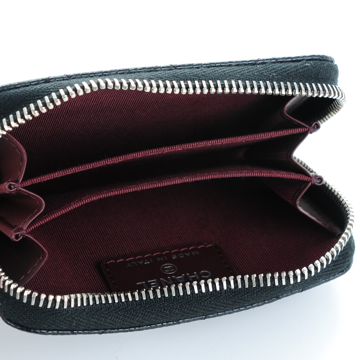 Caviar Quilted Zip Coin Purse Black