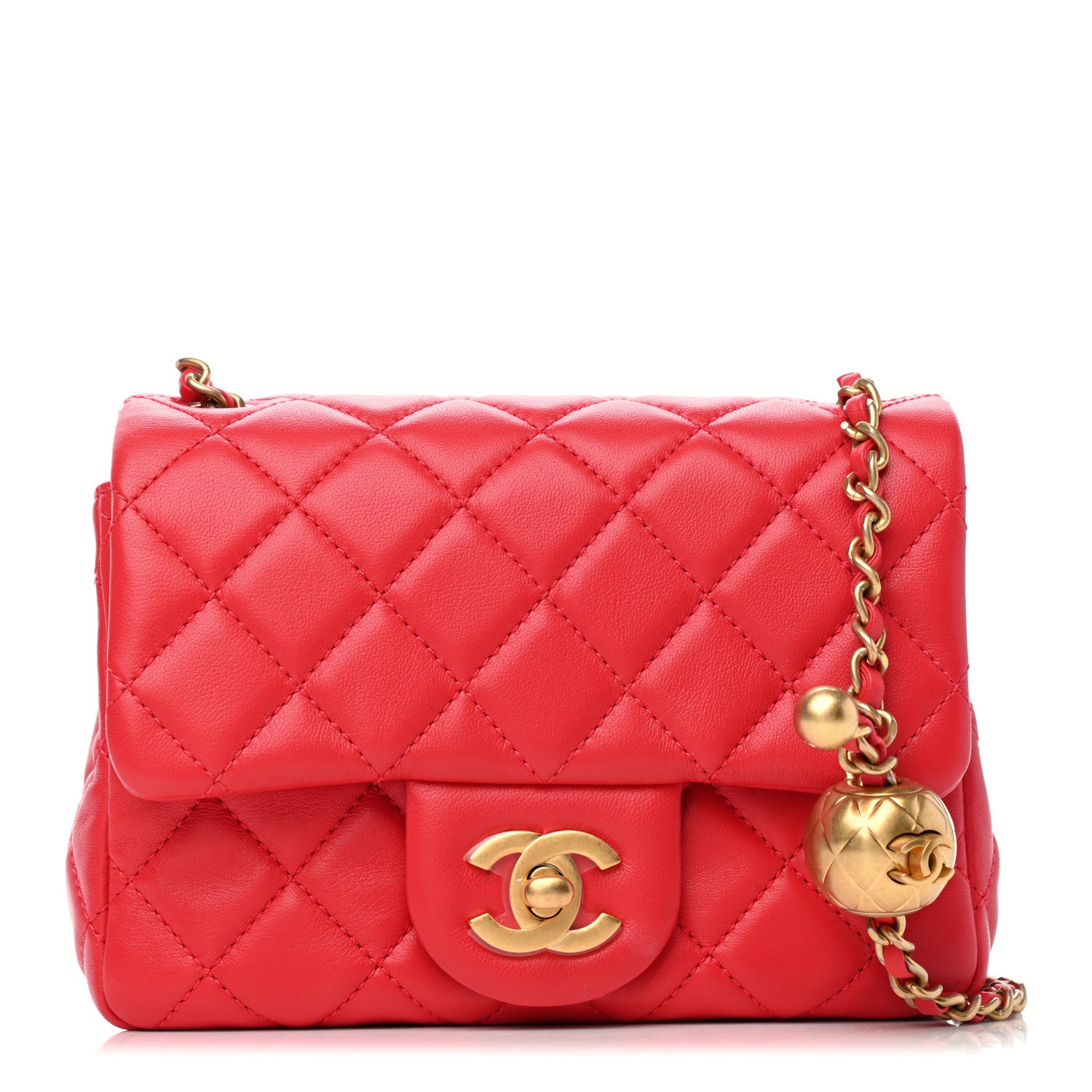 Chanel Lambskin Quilted Mini Pearl Crush Flap Red 1 of 7