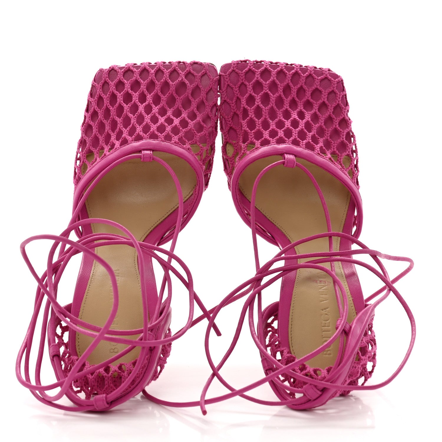 Bottega Veneta Mesh Nappa Stretch Ankle Tie 90mm Sandals 35 Hollyhock 8 of 10