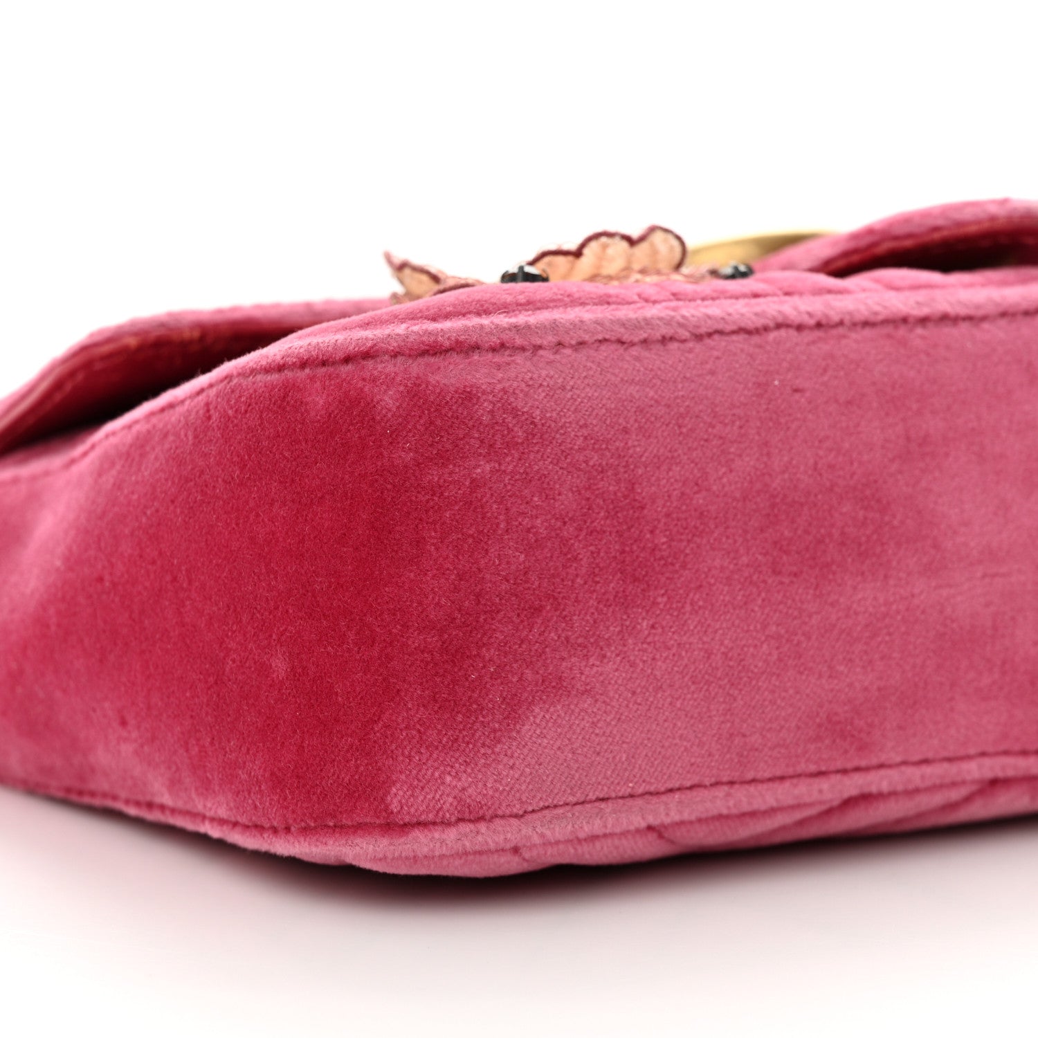 Gucci Velvet Matelasse Embroidered Mini GG Marmont Shoulder Bag Light Raspberry Rose 9 of 16