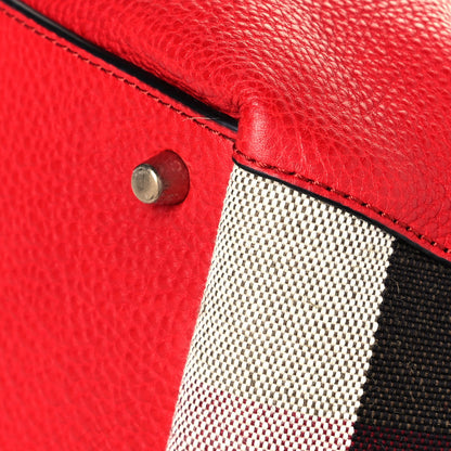 Burberry Grainy Calfskin House Check Small Maidstone Red 11 of 14