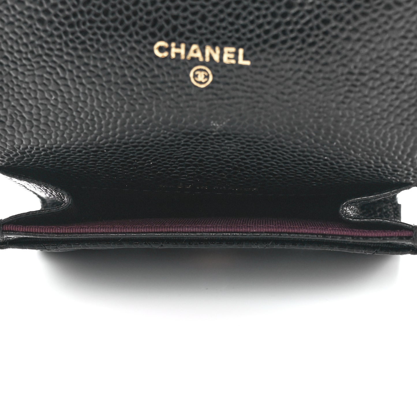 Caviar Quilted Flap Card Holder Wallet Black