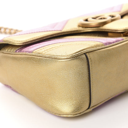 Gucci Metallic Calfskin Matelasse Small GG Marmont Shoulder Bag Gold Pink 6 of 10