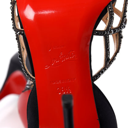 Christian Louboutin Satin Strass Aranea 100 Heels 38.5 Black Hematite 6 of 8