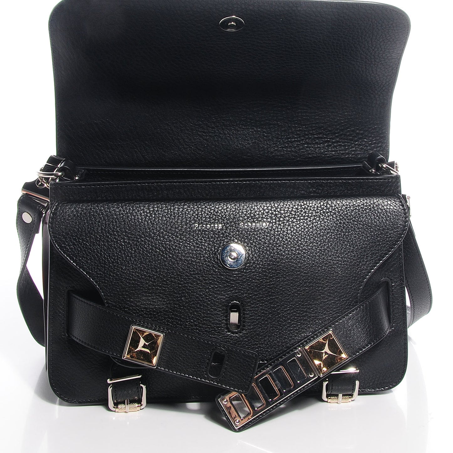 Textured Leather PS11 Classic Shoulder Bag Black