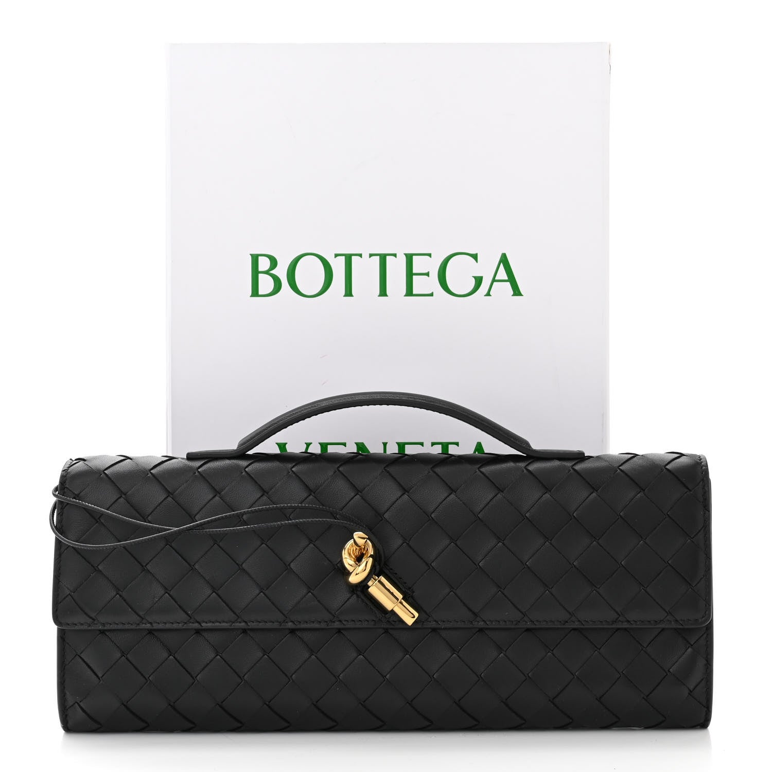 Bottega Veneta BOTTEGA VENETA Nappa Intrecciato Long Andiamo Top Handle Clutch Black 10 of 10