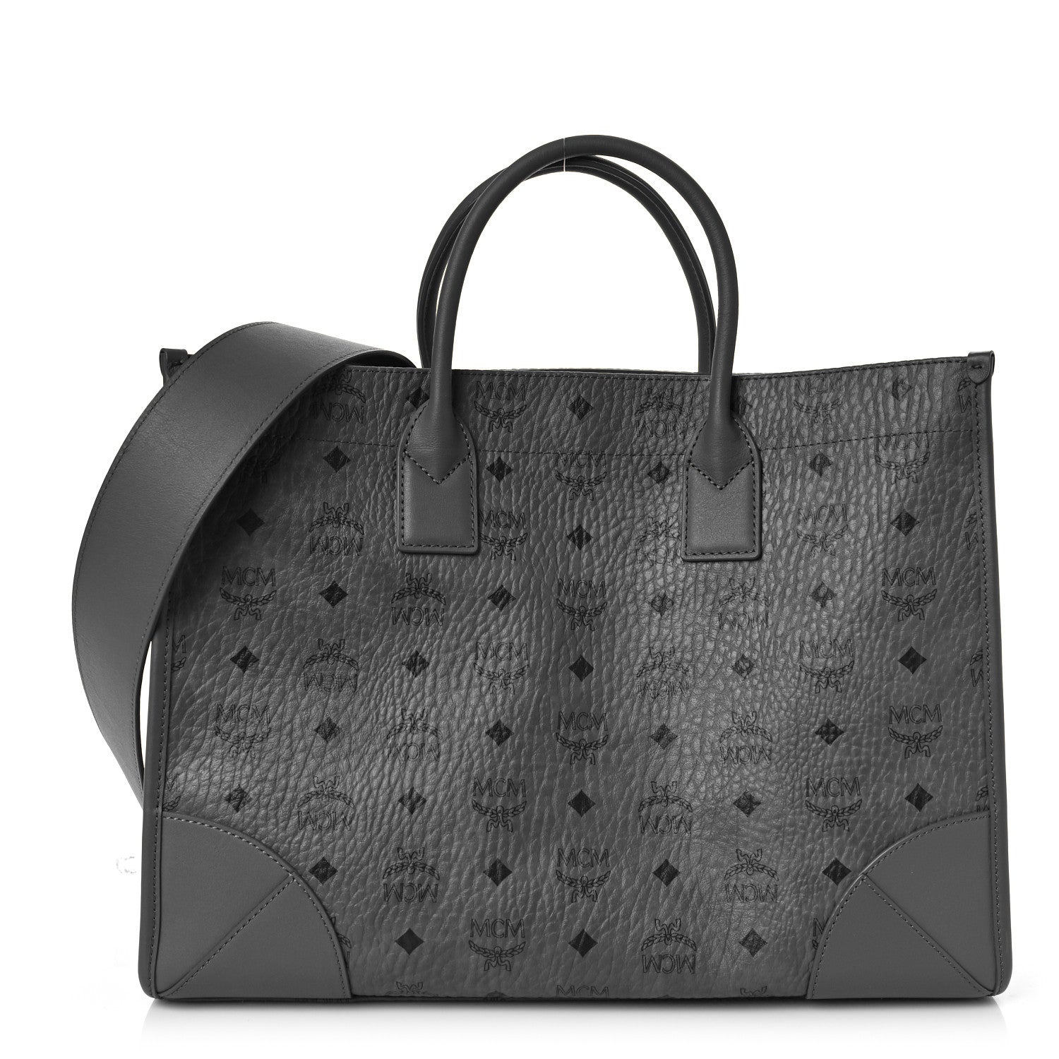 MCM Visetos Large Munchen Tote Grey 2 of 9