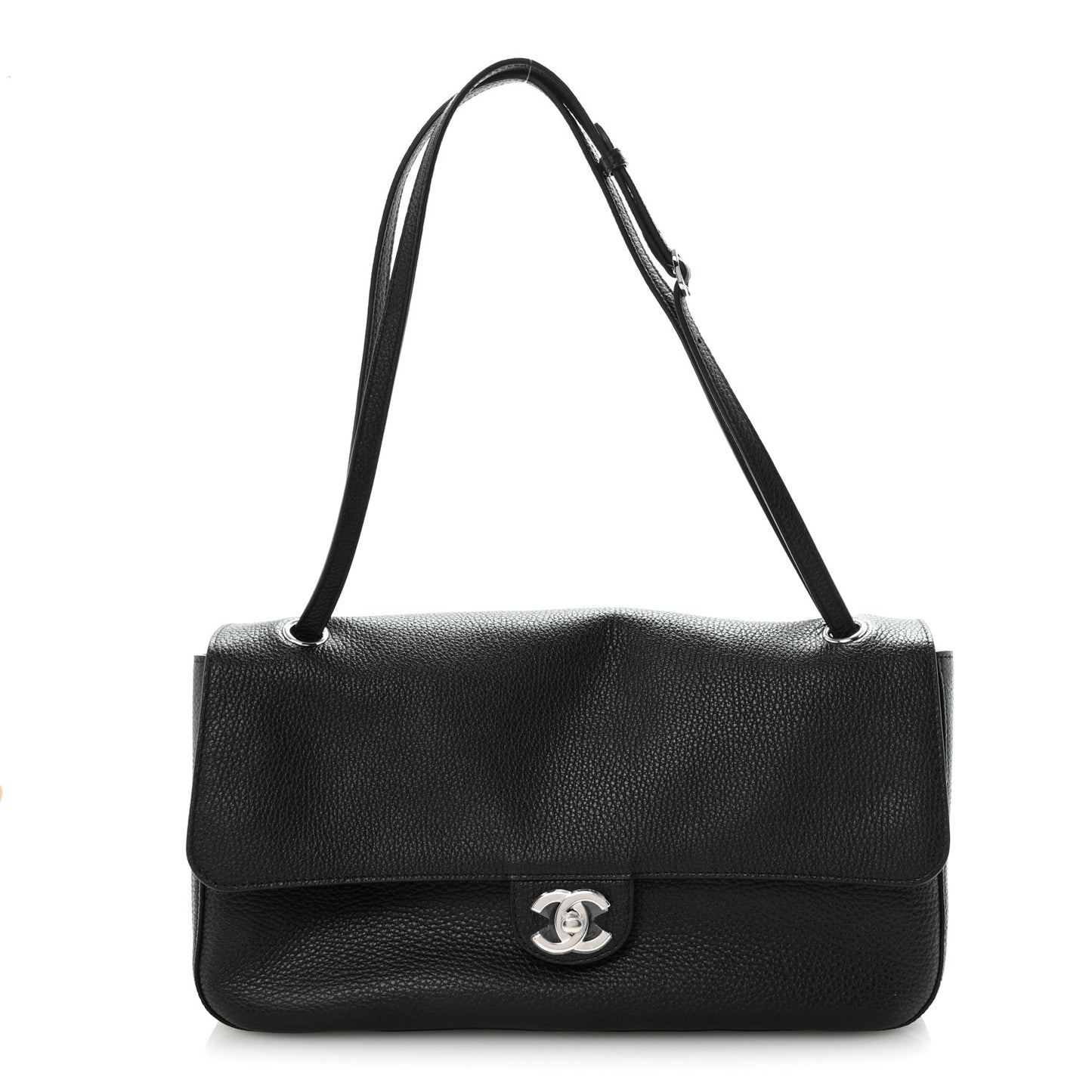 Grained Calfskin Small Souplissimo Maxi Flap Black