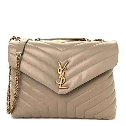 Saint Laurent Calfskin Y Quilted Monogram Medium Loulou Chain Satchel Light Natural 1 of 10