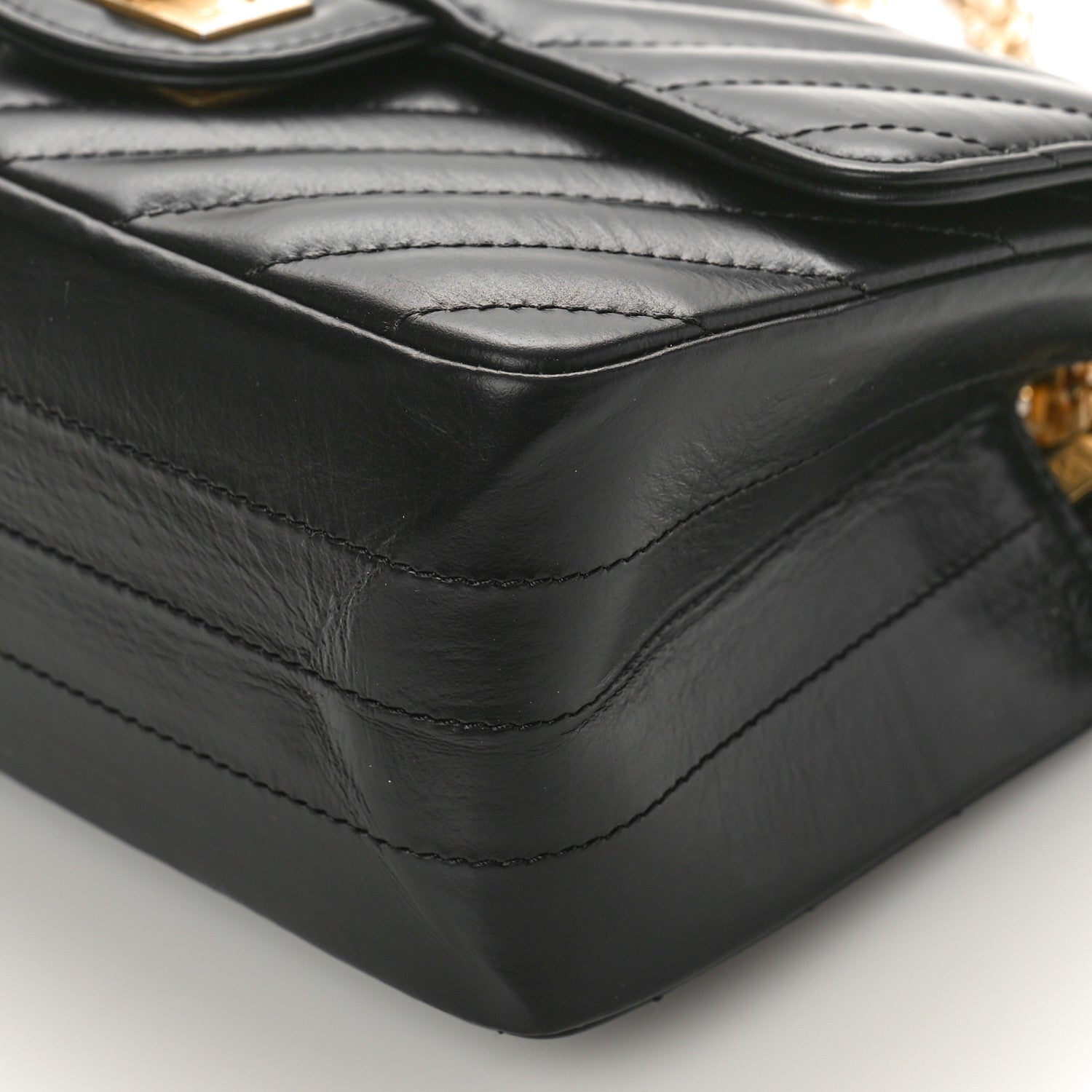 Chanel Aged Calfskin Chevron Quilted 2.55 Reissue Mini Flap Black 9 of 10