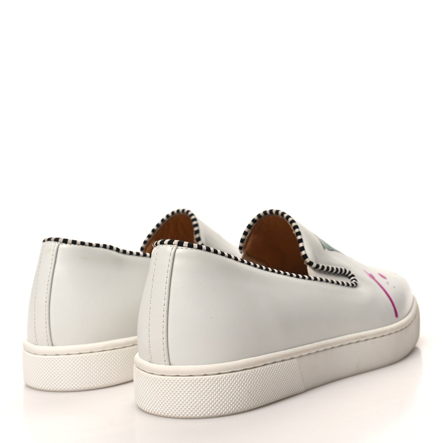 Christian Louboutin Calfskin Womens Loubi Love Flat Sneakers 36.5 White Multicolor 4 of 10
