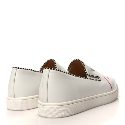 Christian Louboutin Calfskin Womens Loubi Love Flat Sneakers 36.5 White Multicolor 4 of 10