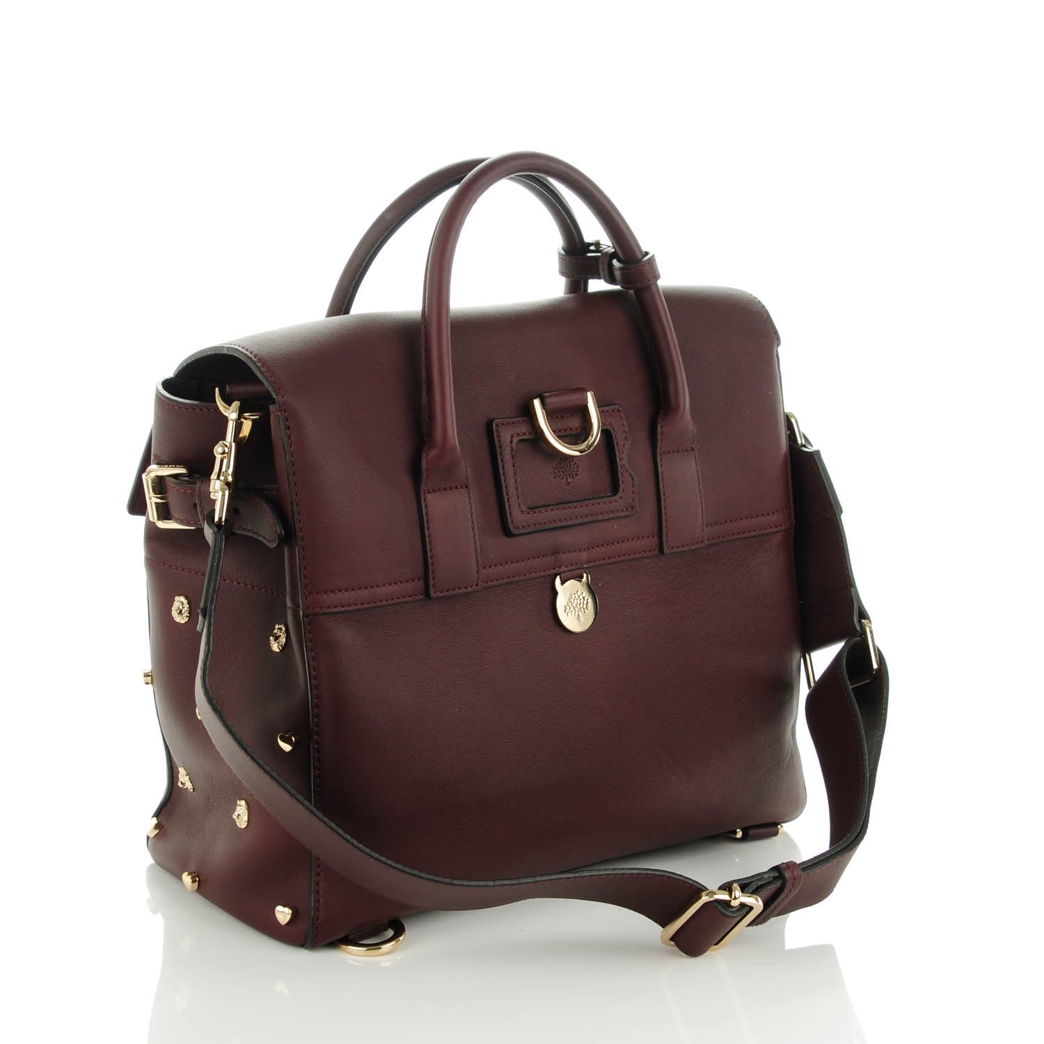 Mulberry Calfskin Studded Medium Cara Delevingne Convertible Satchel Oxblood 3 of 7