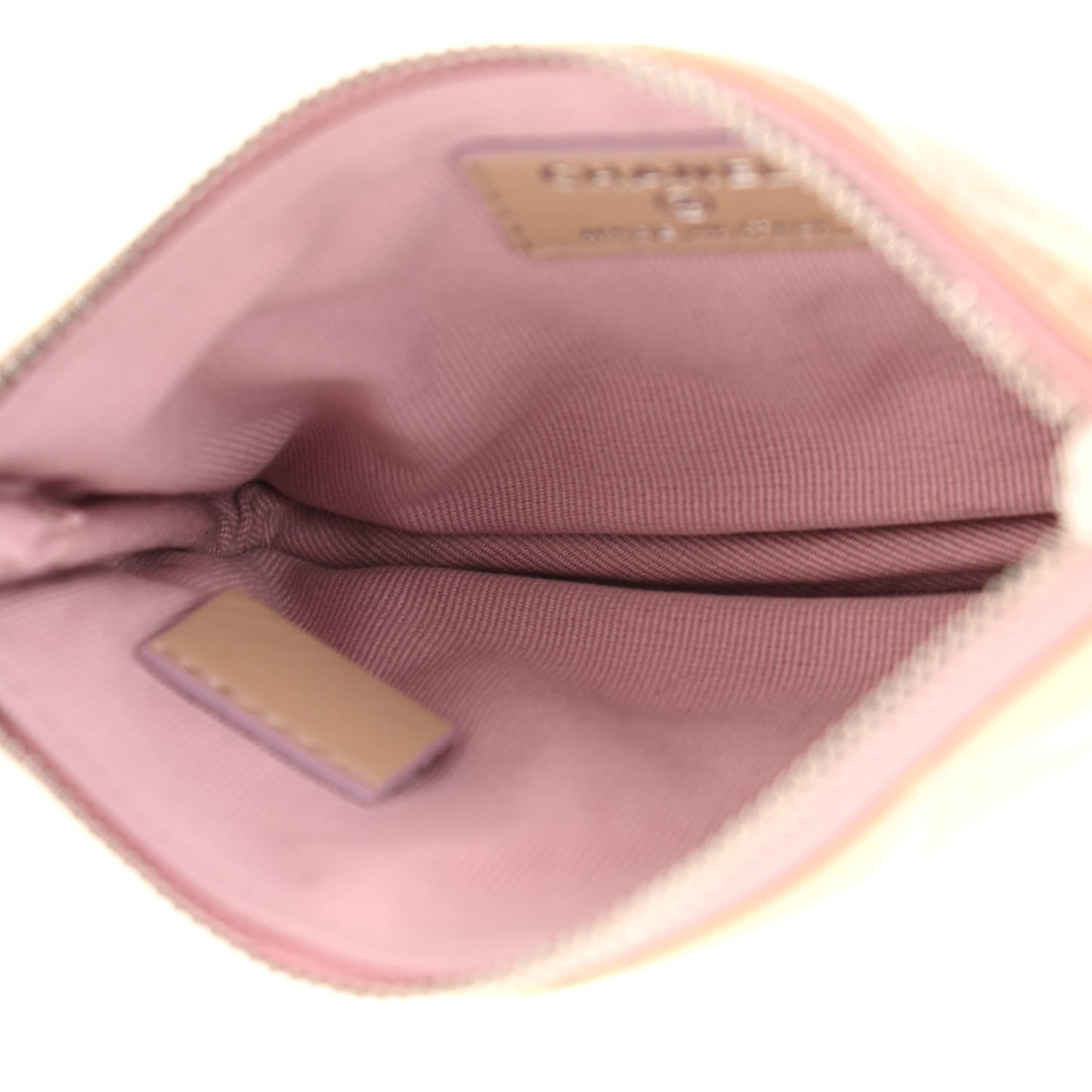 Iridescent Calfskin Quilted Small Cosmetic Case Pink