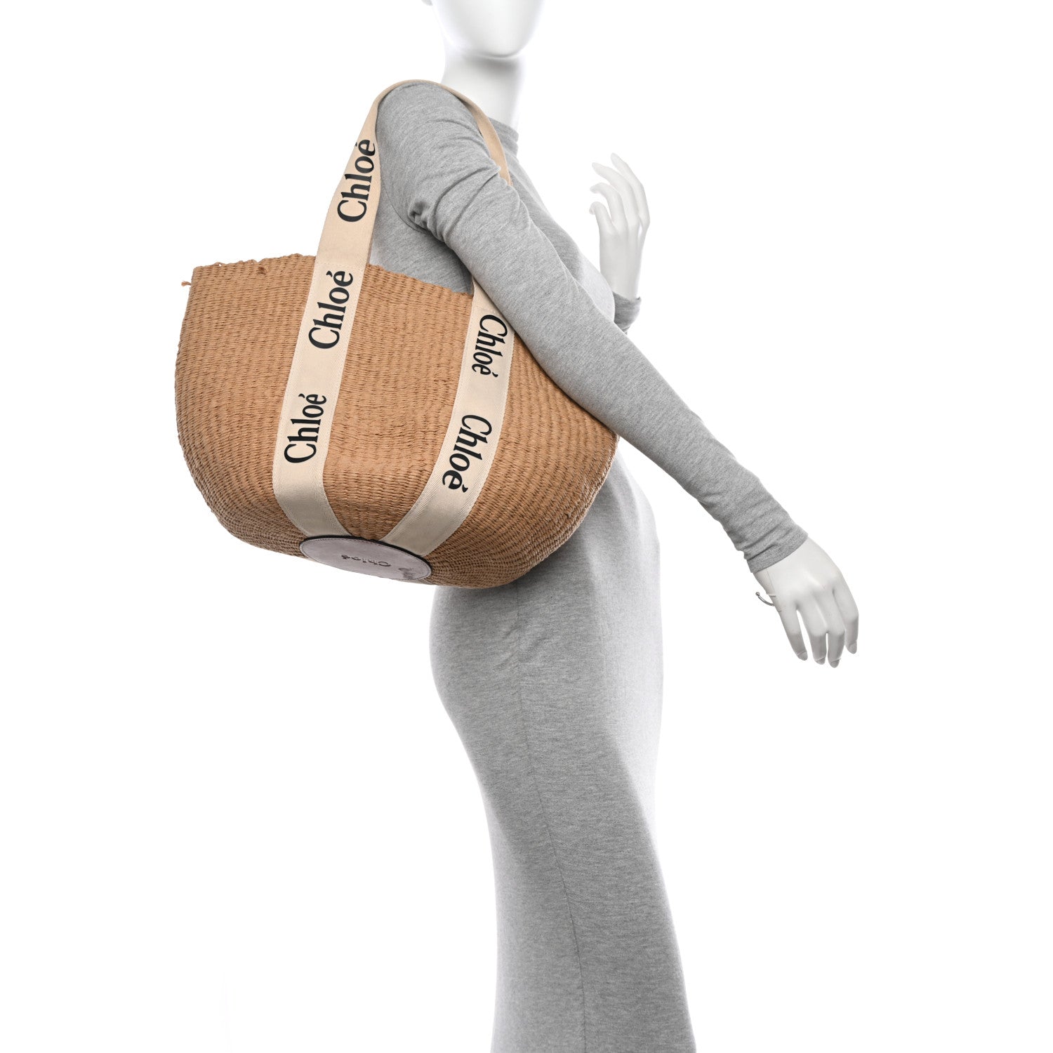 Chloe Raffia Large Woody Tote White 2 of 12