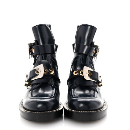 Balenciaga Brushed Calfskin Ceinture Ankle Boots 35 Navy 3 of 8