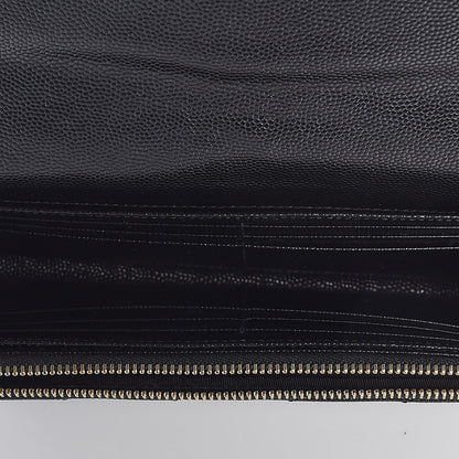 Saint Laurent Grain De Poudre Matelasse Chevron Monogram Flap Wallet Black 7 of 8