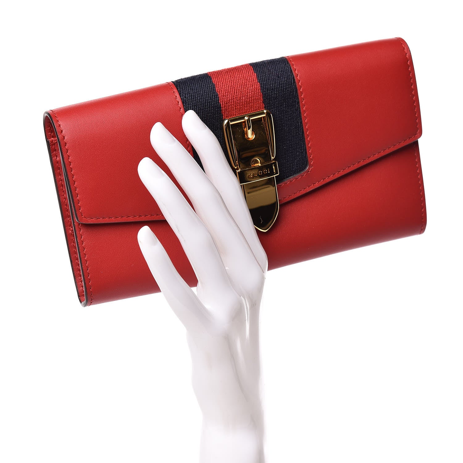 Gucci Calfskin Sylvie Continental Wallet Hibiscus Red 2 of 8