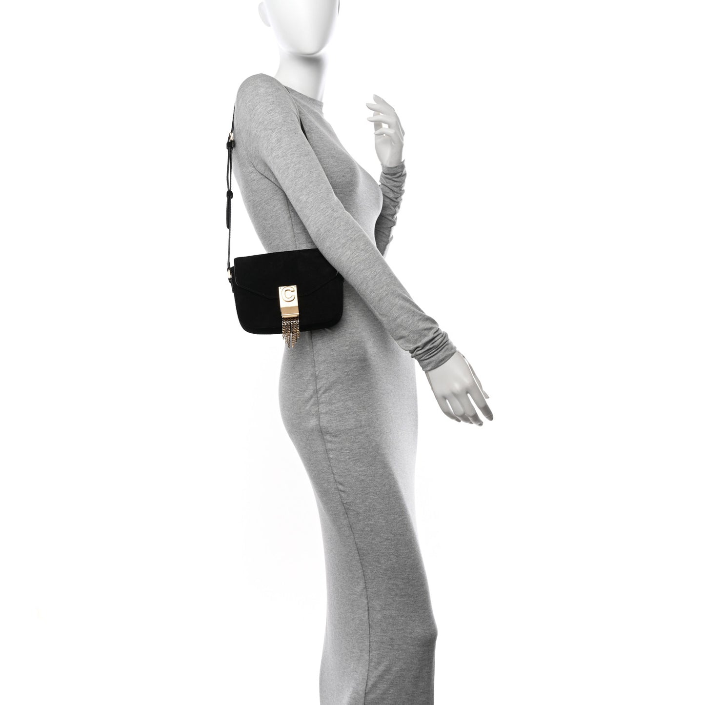 Suede Small Pampille C Bag Black