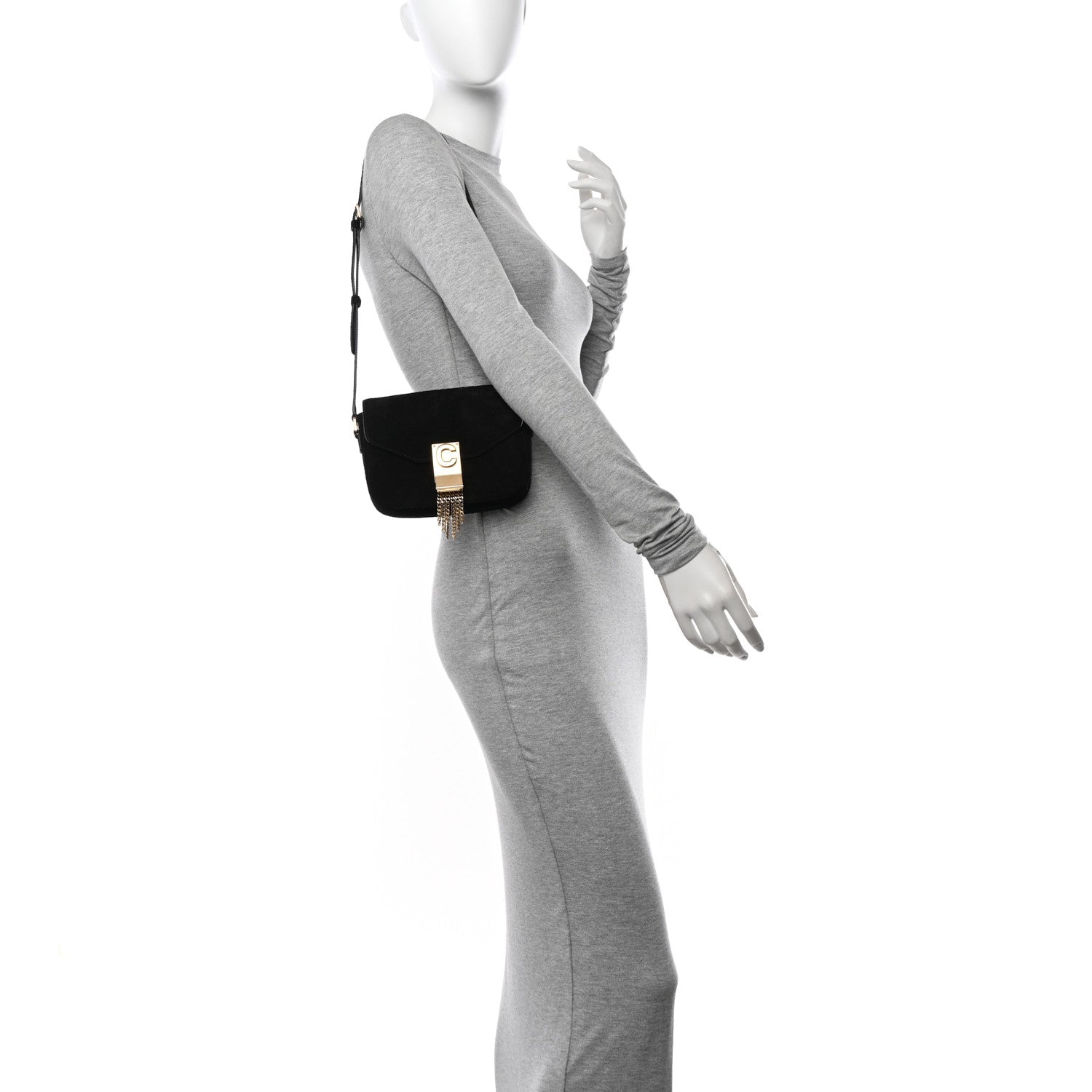 Celine Suede Small Pampille C Bag Black 2 of 11