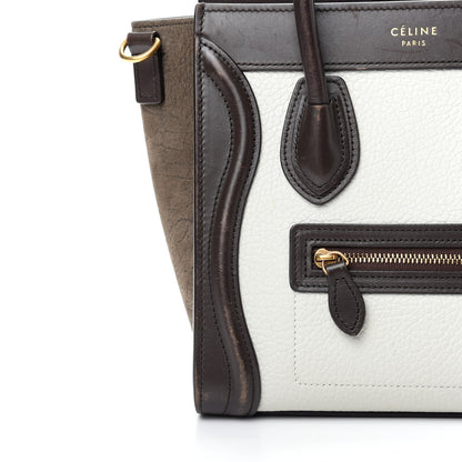 Celine Bullhide Calfskin Nubuck Nano Tri-Color Luggage Khaki 10 of 11