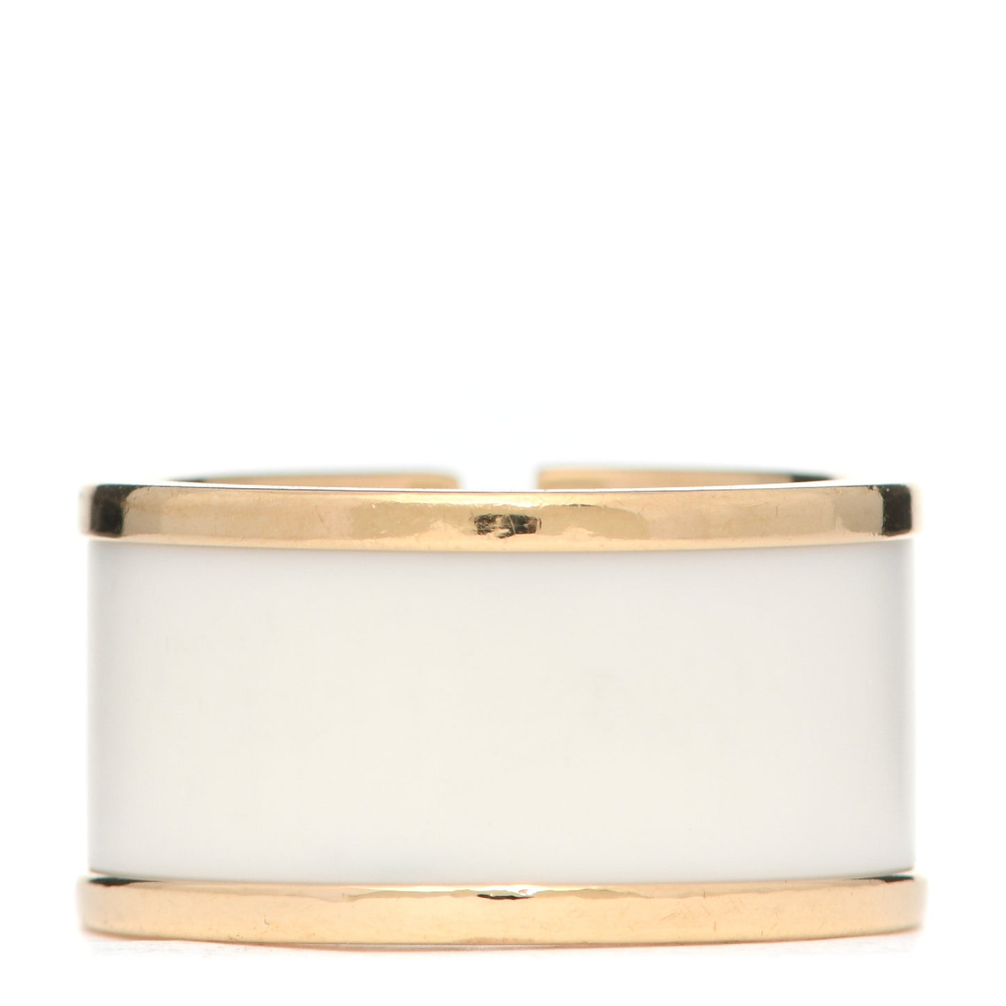 18K Yellow Gold White Ceramic T Cutout Ring 52 6