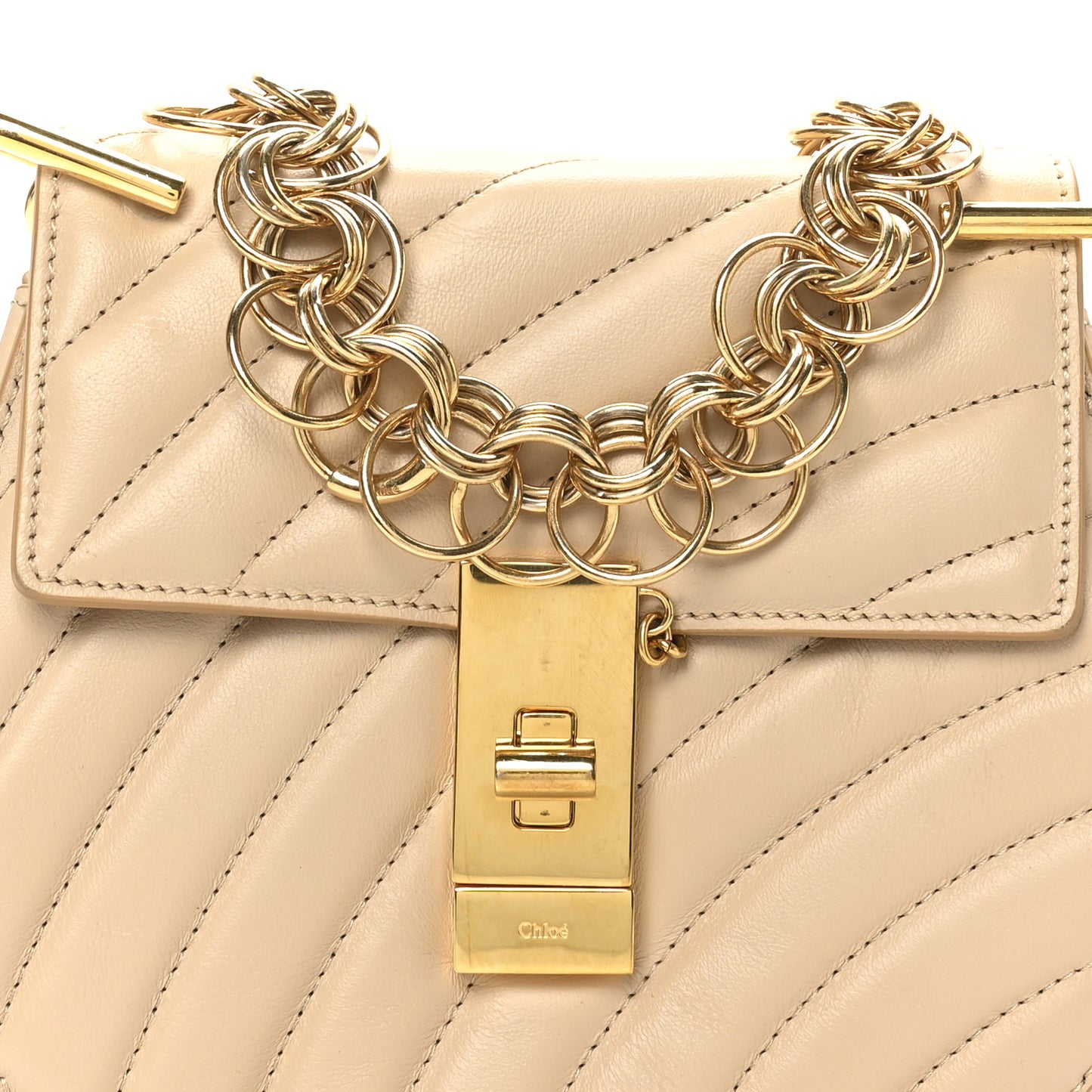 Calfskin Quilted Mini Drew Bijou Shoulder Bag Pearl Beige