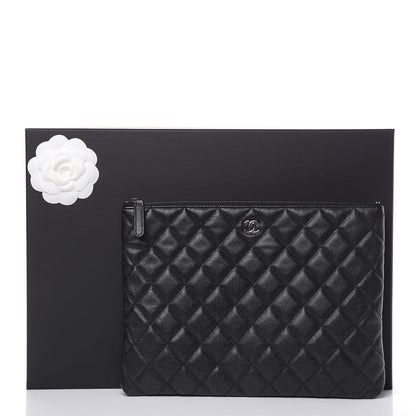 Chanel Metallic Caviar Quilted Medium Cosmetic Case Black 8 of 8